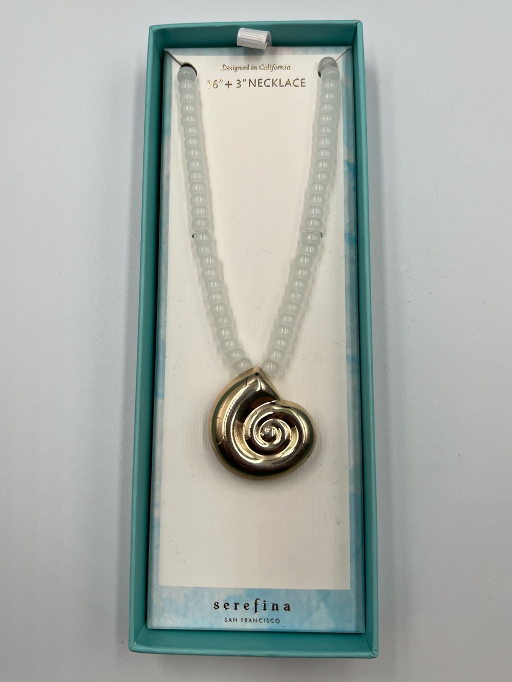 Serefina San Francisco Gold Nautilus Shell Beaded Statement Necklace NIB